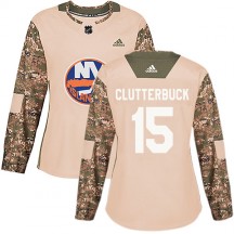 Women's Adidas New York Islanders Cal Clutterbuck Camo Veterans Day Practice Jersey - Authentic