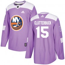 Youth Adidas New York Islanders Cal Clutterbuck Purple Fights Cancer Practice Jersey - Authentic