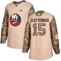 Youth Adidas New York Islanders Cal Clutterbuck Camo Veterans Day Practice Jersey - Authentic