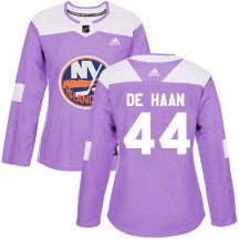 Women's Adidas New York Islanders Calvin De Haan Purple Calvin de Haan Fights Cancer Practice Jersey - Authentic