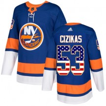 Men's Adidas New York Islanders Casey Cizikas Royal Blue USA Flag Fashion Jersey - Authentic