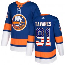 Men's Adidas New York Islanders John Tavares Royal Blue USA Flag Fashion Jersey - Authentic