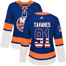 Women's Adidas New York Islanders John Tavares Royal Blue USA Flag Fashion Jersey - Authentic