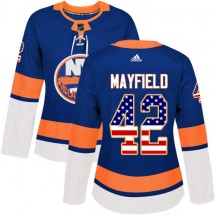Women's Adidas New York Islanders Scott Mayfield Royal Blue USA Flag Fashion Jersey - Authentic