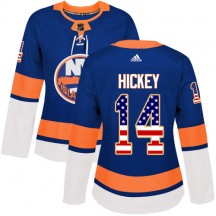 Women's Adidas New York Islanders Thomas Hickey Royal Blue USA Flag Fashion Jersey - Authentic