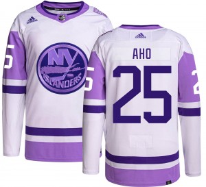 Men's Adidas New York Islanders Sebastian Aho Hockey Fights Cancer Jersey - Authentic