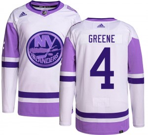 Men's Adidas New York Islanders Andy Greene Green Hockey Fights Cancer Jersey - Authentic