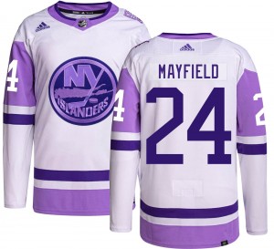 Men's Adidas New York Islanders Scott Mayfield Hockey Fights Cancer Jersey - Authentic