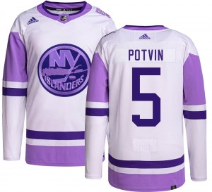 Men's Adidas New York Islanders Denis Potvin Hockey Fights Cancer Jersey - Authentic