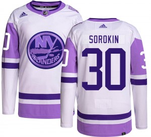 Men's Adidas New York Islanders Ilya Sorokin Hockey Fights Cancer Jersey - Authentic