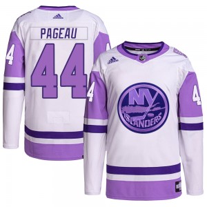 Men's Adidas New York Islanders Jean-Gabriel Pageau White/Purple Hockey Fights Cancer Primegreen Jersey - Authentic