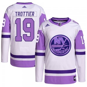 Men's Adidas New York Islanders Bryan Trottier White/Purple Hockey Fights Cancer Primegreen Jersey - Authentic