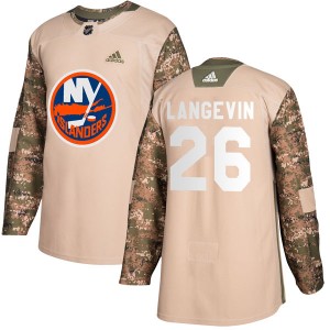 Men's Adidas New York Islanders Dave Langevin Camo Veterans Day Practice Jersey - Authentic