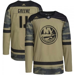 Men's Adidas New York Islanders Andy Greene Green Camo Military Appreciation Practice Jersey - Authentic