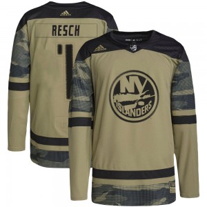 Men's Adidas New York Islanders Glenn Resch Camo Military Appreciation Practice Jersey - Authentic