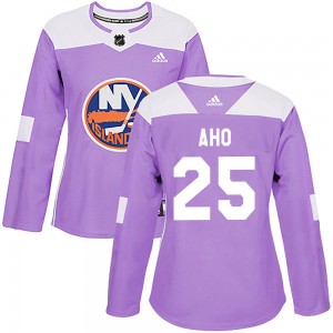 Women's Adidas New York Islanders Sebastian Aho Purple Fights Cancer Practice Jersey - Authentic