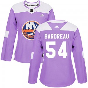 Women's Adidas New York Islanders Cole Bardreau Purple Fights Cancer Practice Jersey - Authentic
