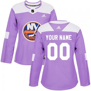 Women's Adidas New York Islanders Custom Purple Custom Fights Cancer Practice Jersey - Authentic