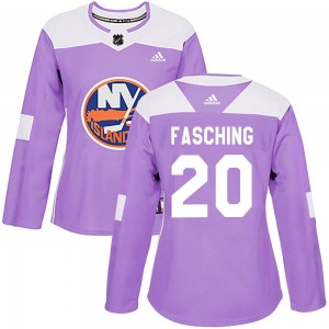 Women's Adidas New York Islanders Hudson Fasching Purple Fights Cancer Practice Jersey - Authentic
