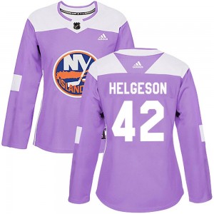 Women's Adidas New York Islanders Seth Helgeson Purple Fights Cancer Practice Jersey - Authentic