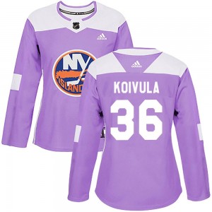 Women's Adidas New York Islanders Otto Koivula Purple Fights Cancer Practice Jersey - Authentic