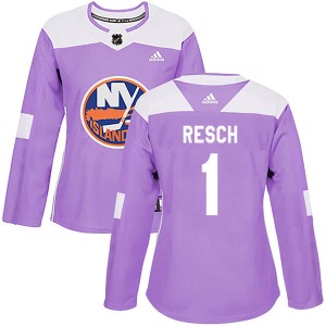 Women's Adidas New York Islanders Glenn Resch Purple Fights Cancer Practice Jersey - Authentic