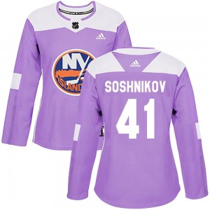 Women's Adidas New York Islanders Nikita Soshnikov Purple Fights Cancer Practice Jersey - Authentic