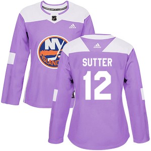 Women's Adidas New York Islanders Duane Sutter Purple Fights Cancer Practice Jersey - Authentic