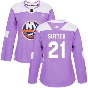 Women's Adidas New York Islanders Brent Sutter Purple Fights Cancer Practice Jersey - Authentic