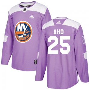 Men's Adidas New York Islanders Sebastian Aho Purple Fights Cancer Practice Jersey - Authentic
