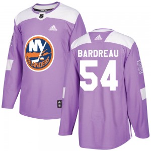 Men's Adidas New York Islanders Cole Bardreau Purple Fights Cancer Practice Jersey - Authentic