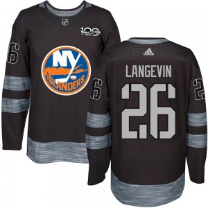 Men's New York Islanders Dave Langevin Black 1917-2017 100th Anniversary Jersey - Authentic