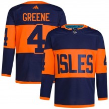 Men's Adidas New York Islanders Andy Greene Green Navy 2024 Stadium Series Primegreen Jersey - Authentic