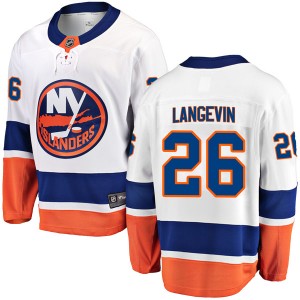 Men's Fanatics Branded New York Islanders Dave Langevin White Away Jersey - Breakaway